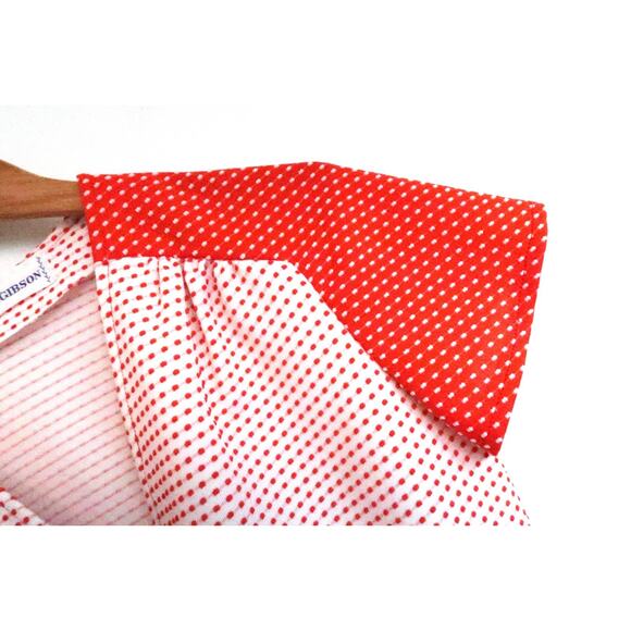 GAY GIBSON Vintage 1960s Polka Dot Swiss Dot Wrap Tie V-Neck Crop Top Blouse S - Picture 6 of 10